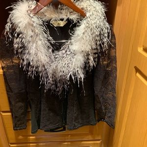 Fur black top long sleeve